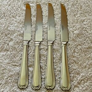 Four (4) Reed & Barton Woodbury Flatware Dinner Knives 9-3/4" Stainless Steel